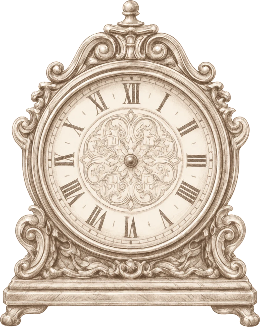 Reloj antiguo dibujado a lápiz