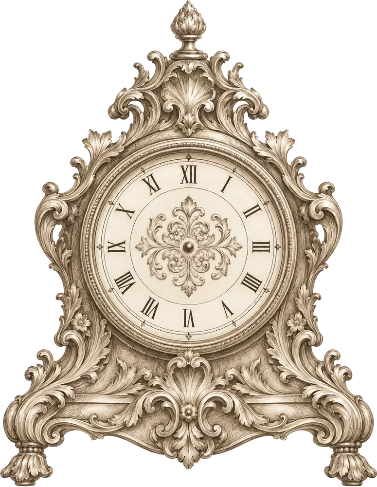 Reloj antiguo dibujado a lápiz