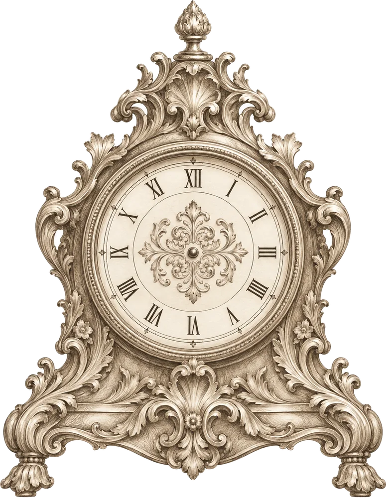 Reloj antiguo dibujado a lápiz